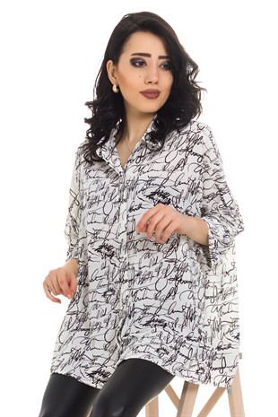 50440 Yazı Desen Truv.Kol Gömlek