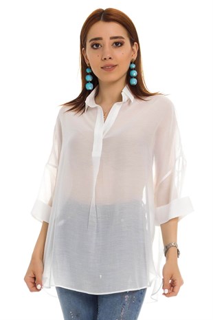 50466 Tencel Kumaş Düşük Kol Gömlek