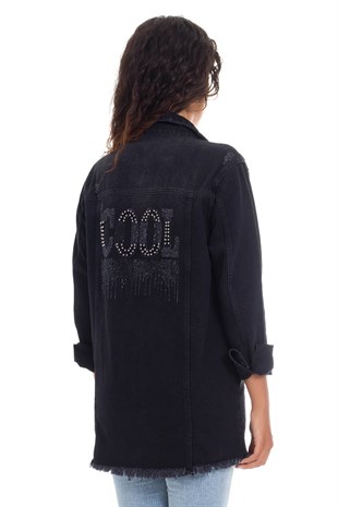 5129-2 PÜSKÜLLÜ YIRTIKLI COOL TAŞLI KOT CEKET