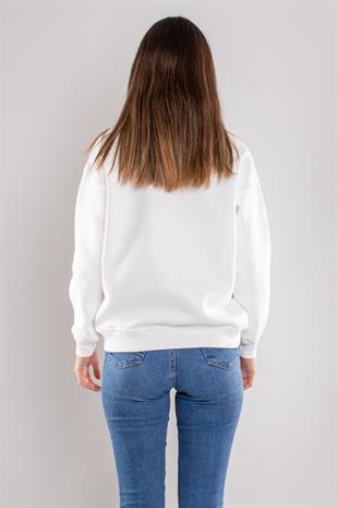 5138 Triko Şapkalı Ayıcık Baskı içi Şardonlu Sweat