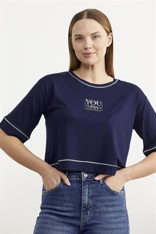 60000 Sim Detaylı Oversizı Crop Tshirt