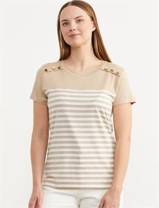 60036 Marine Düğme Detay Polo Yaka Kısa Kol Tshirt