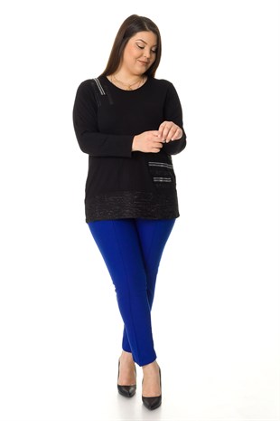 60103 ETEĞİ SİMLİ TAŞLI SANDY KUMAŞ BLUZ