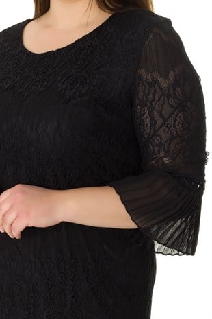 6093 BB Eteği Kolu Piliseli Detaylı Kısa Elbise