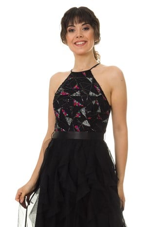 61033 KATKAT PULLU UZUN ELBİSE