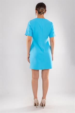 61693 Kısa Kol Krep Mini Elbise