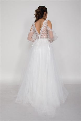 6930 Helen Model Dantel Tül Nişanlık