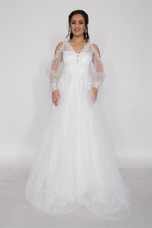 6930 Helen Model Dantel Tül Nişanlık