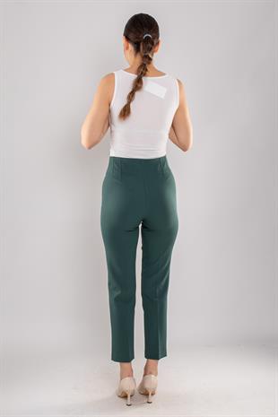 70609 Beli Pensli Tokalı Kumaş Pantolon
