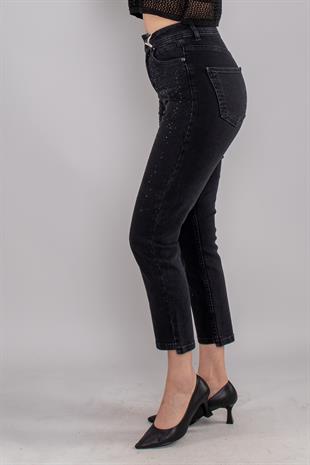 7394-1 Elis Serpme Taşlı Ultra YüksekBel Kot Pantolon