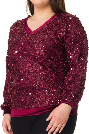 7741 BB PULPAYET V YAKA KADİFE SWEATSHİRT