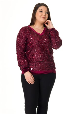 7741 BB PULPAYET V YAKA KADİFE SWEATSHİRT