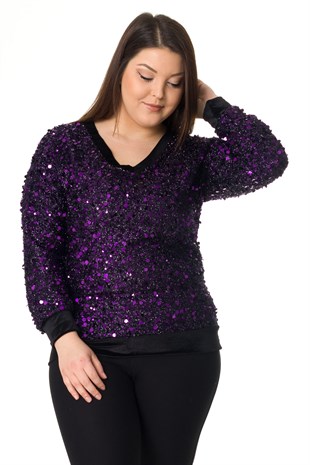 7741 BB PULPAYET V YAKA KADİFE SWEATSHİRT