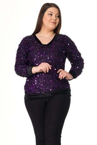 7741 BB PULPAYET V YAKA KADİFE SWEATSHİRT