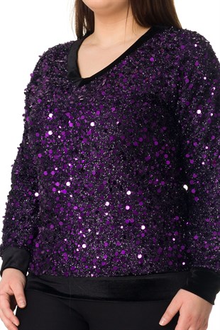 7741 BB PULPAYET V YAKA KADİFE SWEATSHİRT