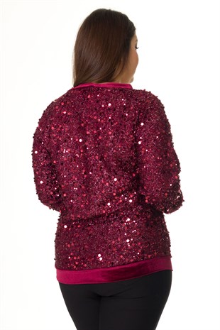 7741 BB PULPAYET V YAKA KADİFE SWEATSHİRT
