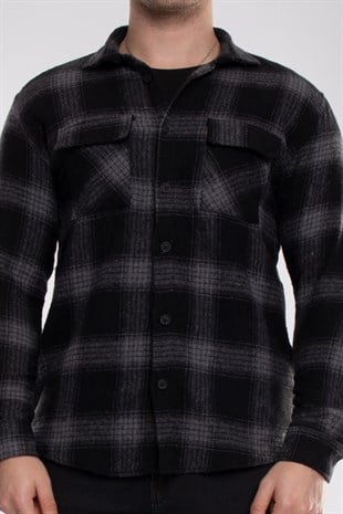 8040 Slimfit Ekose Çift Cep Pamuklu Oduncu Erkek Gömlek