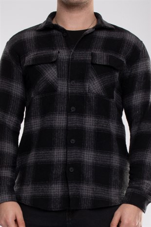 8040 Slimfit Ekose Çift Cep Pamuklu Oduncu Erkek Gömlek