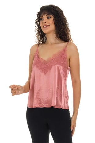 81258 DANTELLİ PARLAK SATEN ATLET