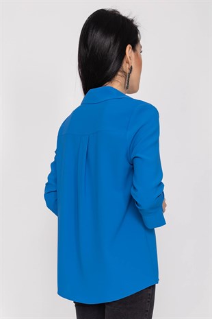 81285 Broşlu Truv.Kol Krep Bluz