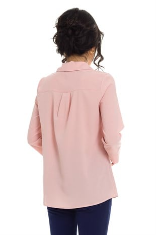 81285 Broşlu Truv.Kol Krep Bluz