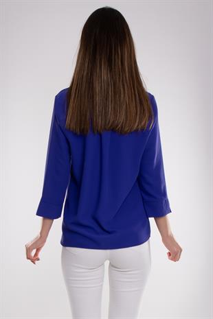81285 Broşlu Truvakar Kol Krep Bluz