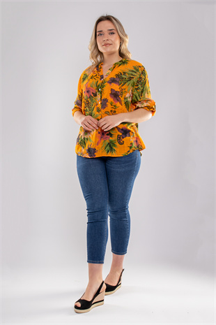 83931-6 Lilyum Desen Pamuklu Bluz