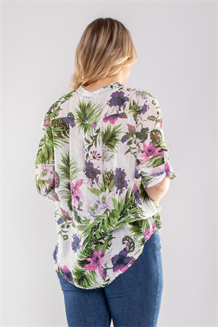 83931-6 Lilyum Desen Pamuklu Bluz