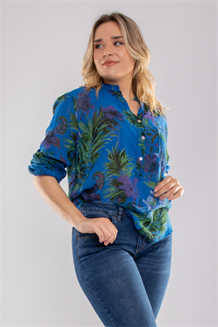 83931-6 Lilyum Desen Pamuklu Bluz