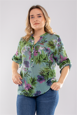 83931-6 Lilyum Desen Pamuklu Bluz