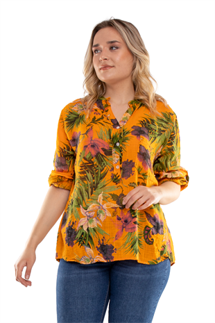 83931-6 Lilyum Desen Pamuklu Bluz