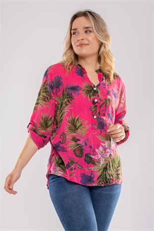 83931-6 Lilyum Desen Pamuklu Bluz