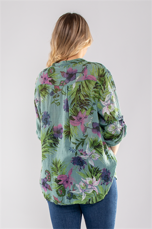 83931-6 Lilyum Desen Pamuklu Bluz