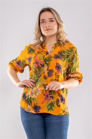 83931-6 Lilyum Desen Pamuklu Bluz