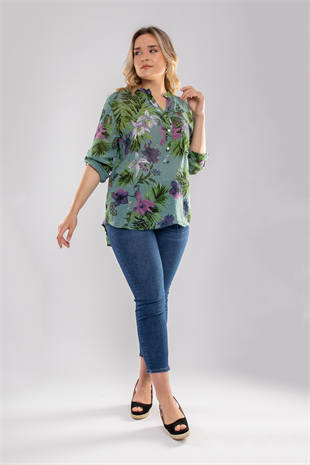 83931-6 Lilyum Desen Pamuklu Bluz