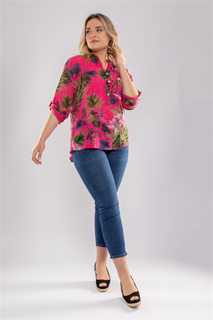 83931-6 Lilyum Desen Pamuklu Bluz