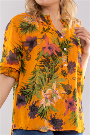 83931-6 Lilyum Desen Pamuklu Bluz