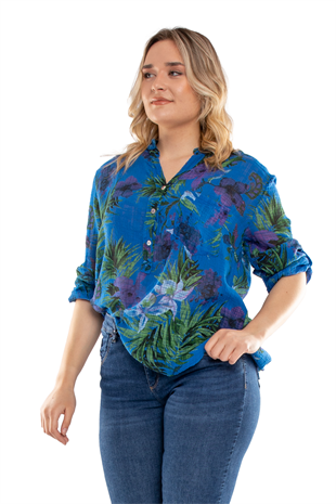 83931-6 Lilyum Desen Pamuklu Bluz