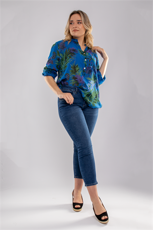 83931-6 Lilyum Desen Pamuklu Bluz