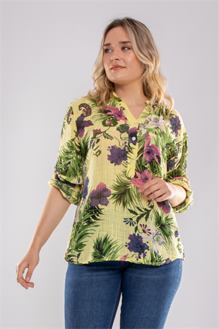 83931-6 Lilyum Desen Pamuklu Bluz