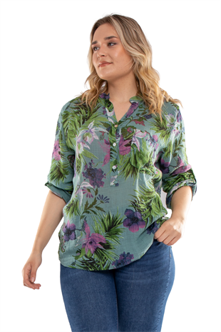 83931-6 Lilyum Desen Pamuklu Bluz