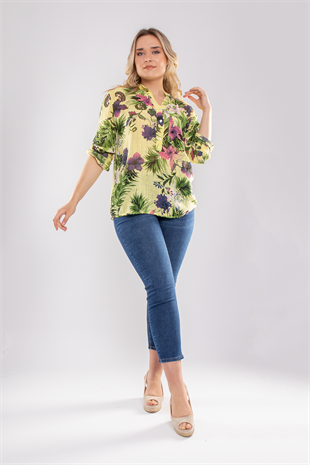 83931-6 Lilyum Desen Pamuklu Bluz