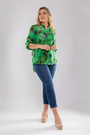 83931-6 Lilyum Desen Pamuklu Bluz