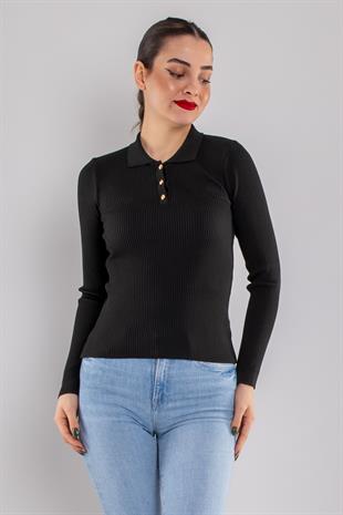 855 Polo Yaka Düğmeli Fitilli Badi