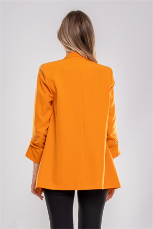 90503 Broşlu Büzgülü Kol Astarlarlı Blazer Ceket