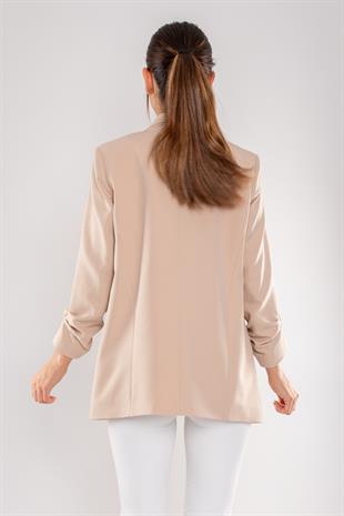 90503 Broşlu Büzgülü Kol Astarlarlı Blazer Ceket