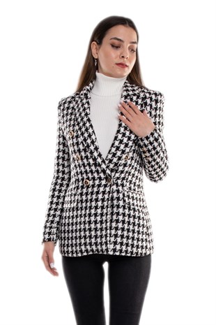 90617 Kazayağı Desen Blazer Kadın Ceket