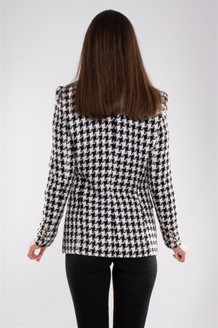90617 Kazayağı Desen Blazer Kadın Ceket