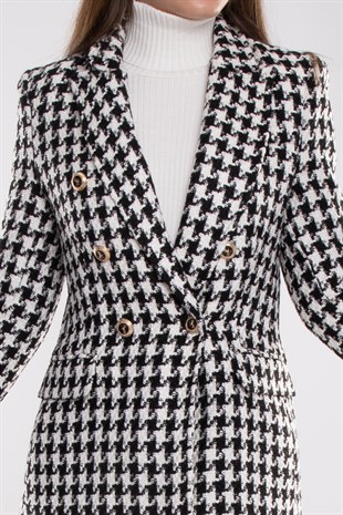 90617 Kazayağı Desen Blazer Kadın Ceket