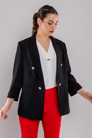 90663 Gold Düğmeli Blazer Tunik Ceket